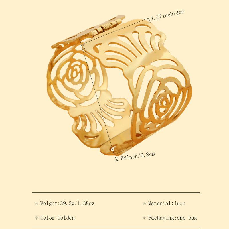 Women's European & American Fashion Metal Hollow-Out Exaggerated Elastic Bracelet Armlet