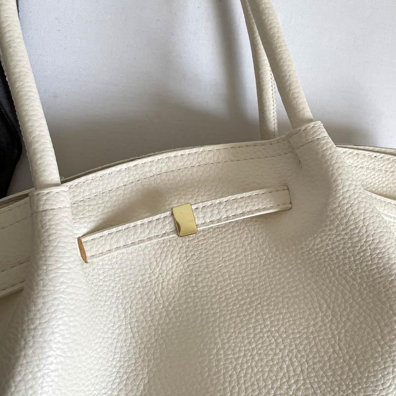 Large Capacity Soft Leather Tote Bag for Women, Minimalist Commuter Shoulder Bag, Multi-color Casual Top Handle Handbag