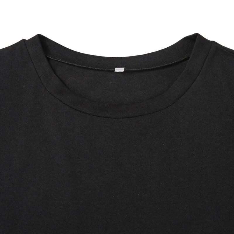 Women Long Dresses Cotton Side High Slit Short Sleeves Turtleneck Clothing Vestidos