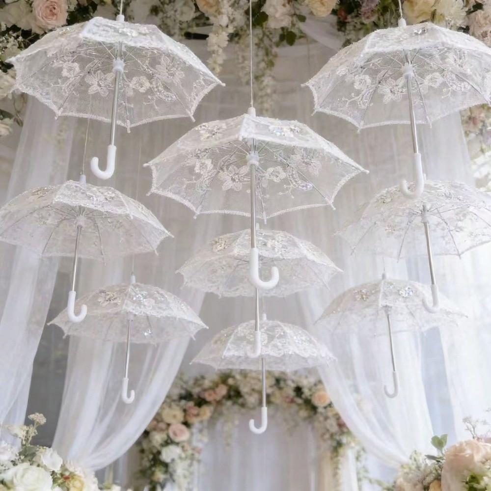 Wedding Decorative Lace Embroidered Umbrella DIY Sequin Umbrella Decorations  Home Decor