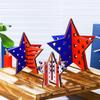 4th of July Wooden Star Ornaments Set of 6 - Patriotic Wood Table Decorations for Independence Day Party Theme