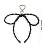Elegant Pearls and Bowknot Charm Pendnat Keychain Set Sturdy Alloy Bag Accessories Portable for Trendy Women Ladies