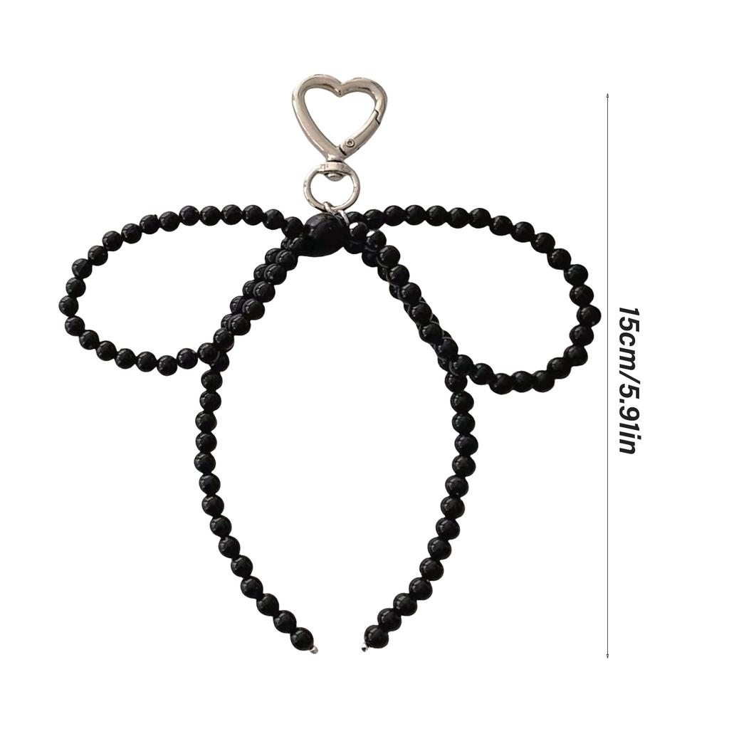 Elegant Pearls and Bowknot Charm Pendnat Keychain Set Sturdy Alloy Bag Accessories Portable for Trendy Women Ladies