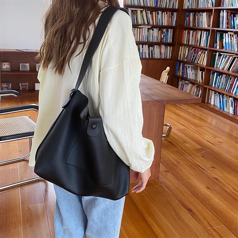 Korean Version Retro Single Shoulder Crossbody Mother-Daughter Bag New Large Capacity Lazy Style Soft PU Casual Tote Bag
