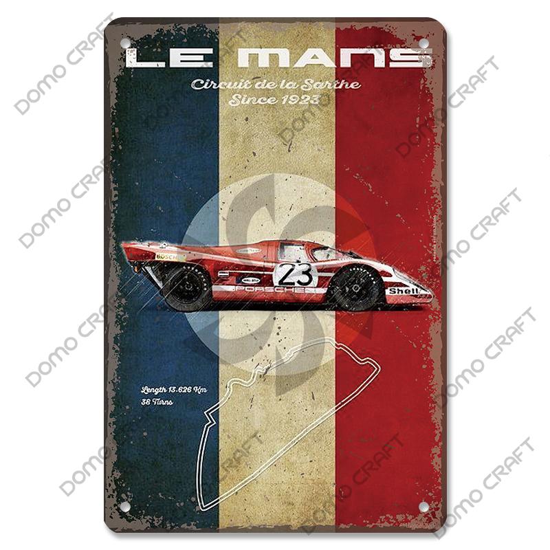 Racing Car Plaque Metal Tin Signs F1 Racetrack Vintage Metal Poster Wall Art Decor for Garage Racing Club Home