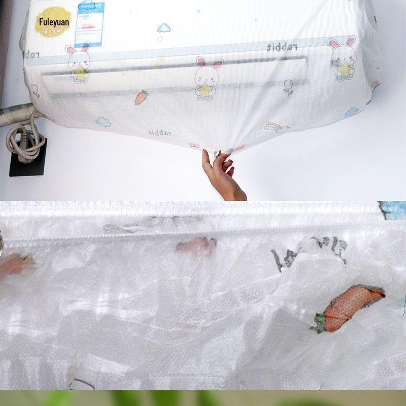 Wall-Mounted Air Conditioner Cartoon Style Dust Cover, Full Wrap PEVA Set for Indoor Protection