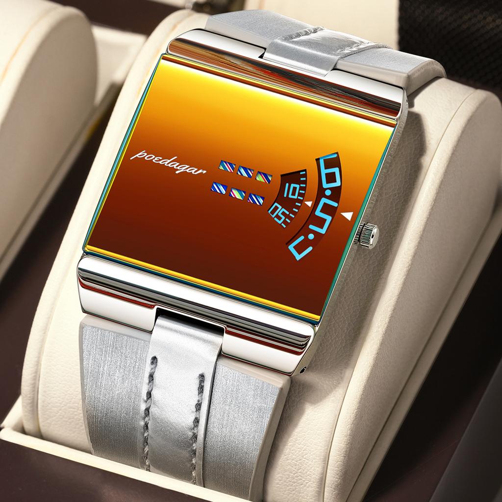 POEDAGAR High Quality Man Watch Waterproof Casual Watch Sports Leather Quartz Watches Male+Box