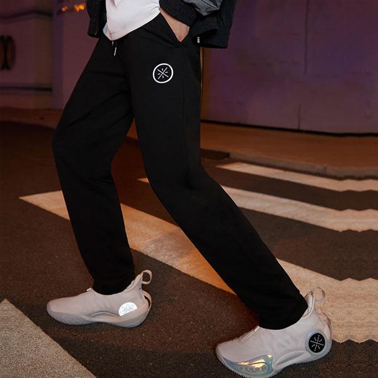 Li Ning Wade Series Straight Leg Casual Long Knit Sports Pants Men pants Black AKLR439-1