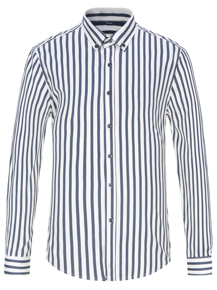 Men's Spring Summer Color Block Striped Dress Shirt Without Pocket Wrinkle-Resistant Button-down Long Sleeve Lightweight Shirts