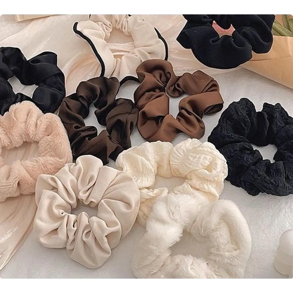 (1 Set x 10 Pieces) Modern Trendy Daily Scrunchie Hairband Classic Basic Hair Tie Band Assortment