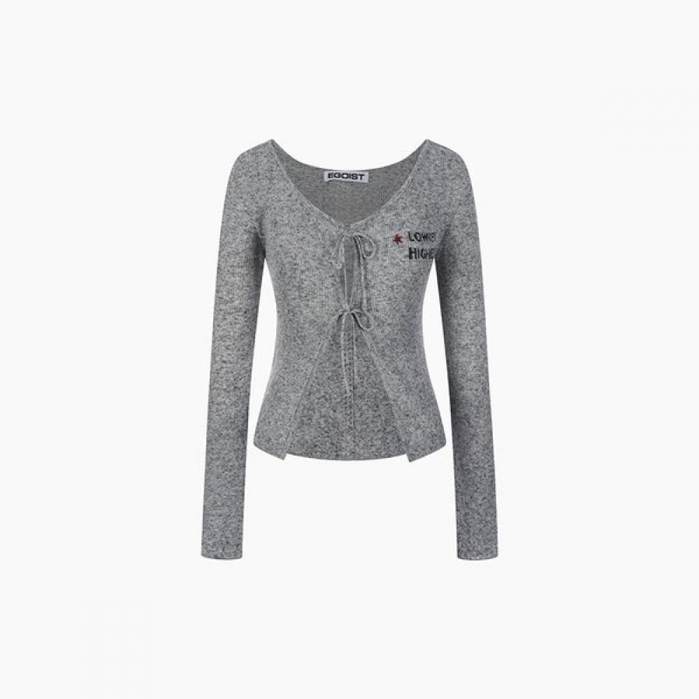 Egoist Intarsia Ribbon Tie Knit Cardigan  Es2kg361 GE/55
