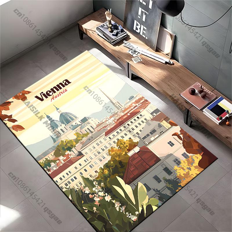 Historic Vienna cityscape architecture carpet Yoga living room room decor children's crawling mat doormat area rug