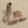 Mode Schuhe für Damen 2024 Heißer Verkauf Reißverschluss Damenstiefel Herbst Runde Zehenpartie Uni Flock Plateau Wasserdicht Kurzer Schaft Westernstiefel