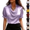 Women's Fashionable Lapel Short Sleeved Temperament Pullover Shirt Top