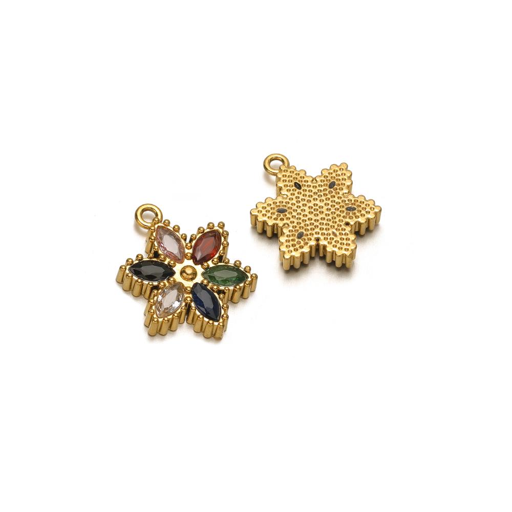 5pcs Stainless Steel Star Snowflake Zirconia Flower Charms for DIY Jewelry Findings Necklace Pendants Bracelet Earrings Making