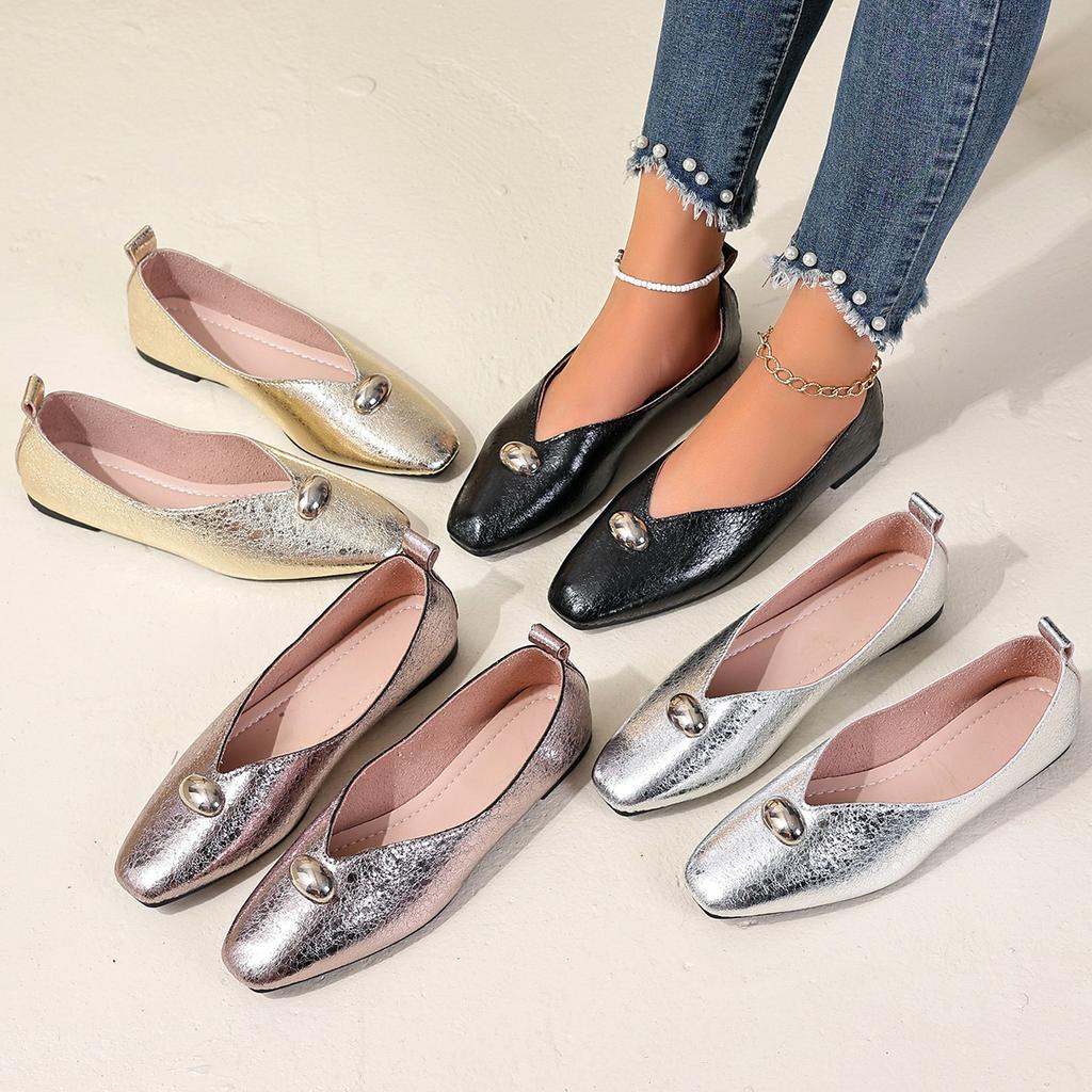Women Flats French Style Shoes One Step Shallow Square Toe Loafers Shoes Versatile Comfortable Summer Sneakers Women Plus Size