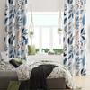2Pc Blue And White Watercolor Leaf Pattern Curtains, Polyester Fabric, Machine Washable, Suitable For Bedroom And Living Room