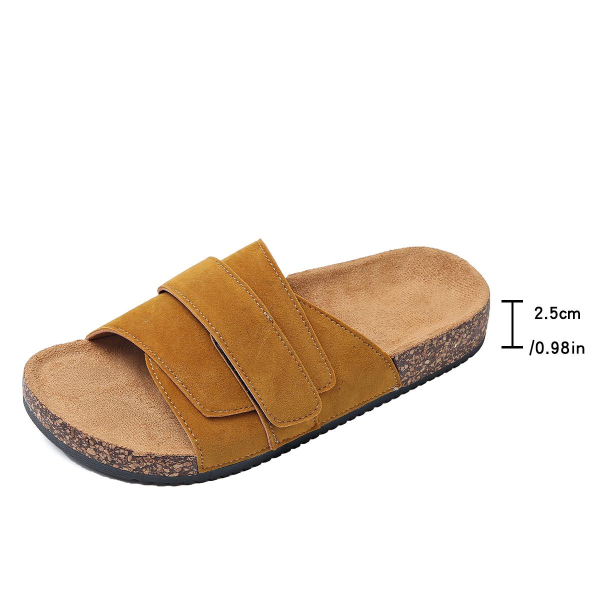 

Wear thick-soled large-size Boken slippers 2025 summer new retro Velcro beach flat-bottomed slippers women 42 имбирный