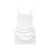 Women's Square Neck Sleeveless Mini Dress Slim Fit Side Ruched Solid Polyester Spaghetti Strap Club Bodycon Dress