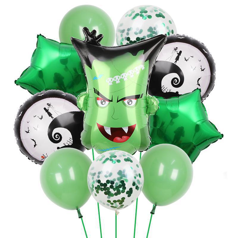 Halloween Pumpkin Cat Skull Ghost Aluminum Film Alien Latex Balloon Set Family Holiday Arrangement Gift