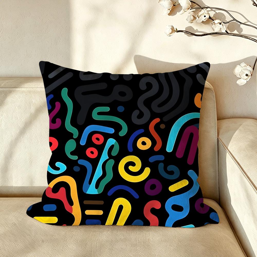Art NNeon MMaze LLines Cushion Cover Pillow Case Antidustmite Pillowcase Silky Short Plush Sofa Cushion Cover Hot