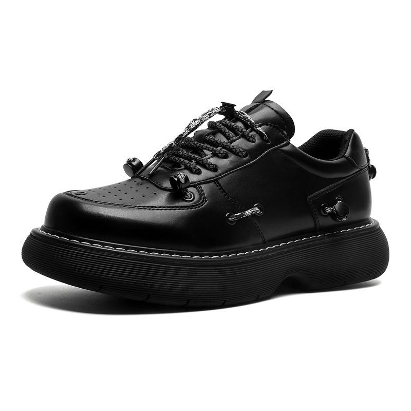 men luxury fashion original leather shoes breathable black trend platform shoe designer youth street sneakers footwear man