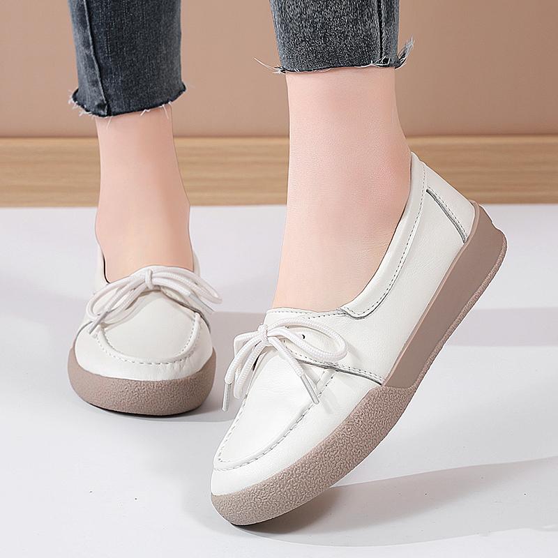 Round Head Women Casual Designer Women's Casual Shoes Flat Non-slip Lightweight Comfortable Set Wear Loafer Women's Single Shoes
