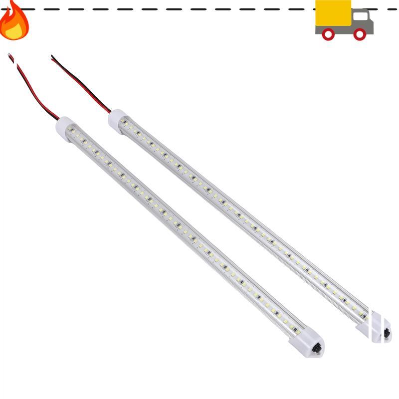 12V Interior LED Light Bar 48 Leds Strip Lights With Switch And Magnets 6500K White Light For Car Van RV With US Plug
