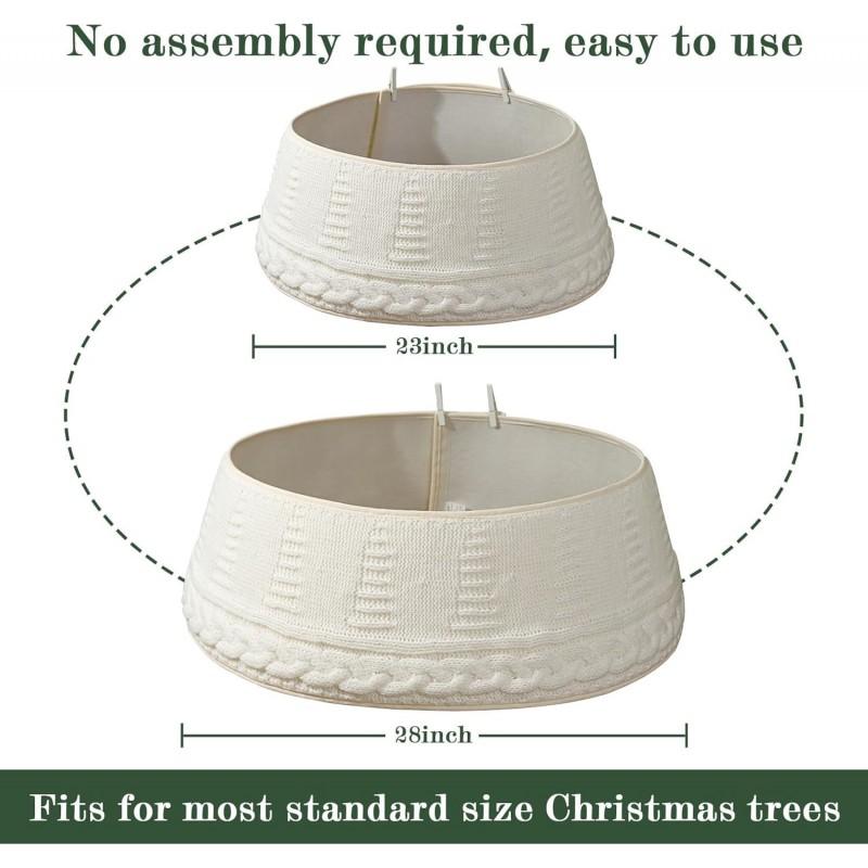 Christmas Tree Skirt Knitted Collar Adjustable Clamp Xmas Decor Home Party