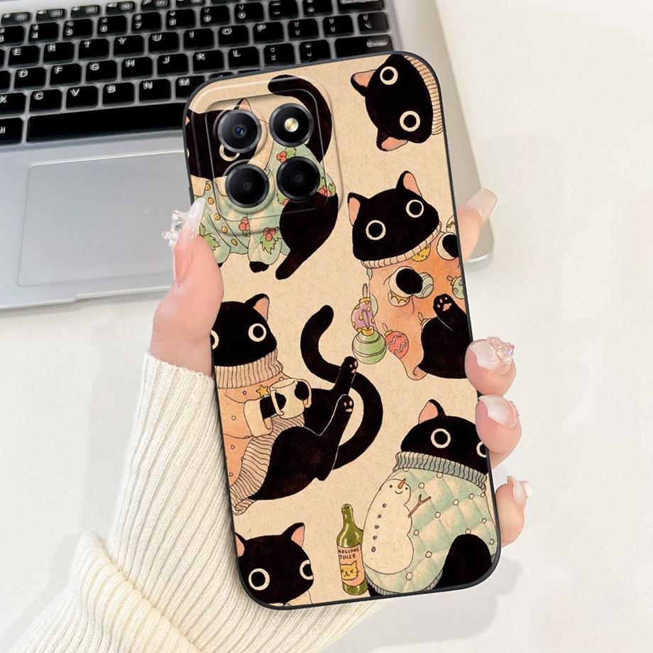 For Huawei Honor X8 4G 5G X8a X8b Phone Case Soft Liquid Silicone Bumper HonorX8 X 8 Anti-knock Cute Panda Astronaut Cover Capa