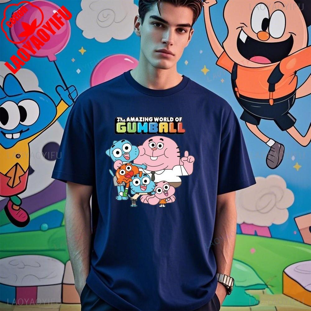 The Amazing World of Gumball Gumball and Darwin Summer Unisex Loose Harajuku Breathable Camisetas High Quality Loose T Shirt
