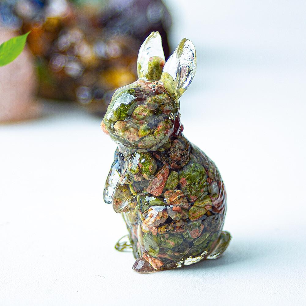 Resin Crystal Standing Bunny Decor For Home Office Gift Collectible