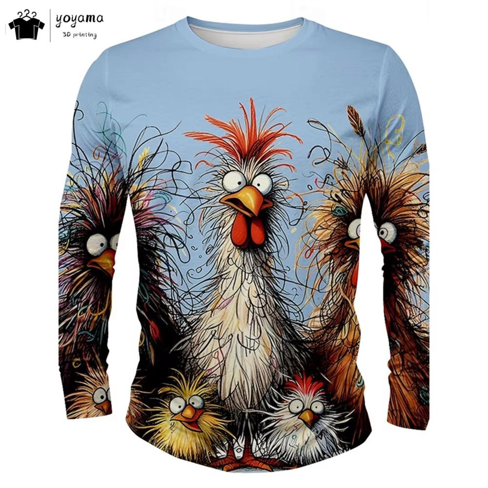 3D Print Cute Raccoon Graphic T-Shirt For Men Funny Animal Pattern Long Sleeve O-Neck Tees Loose Breathable Comfortable Man Tops