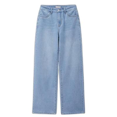 Calça Jeans Feminina Reta Lavagem Vintage