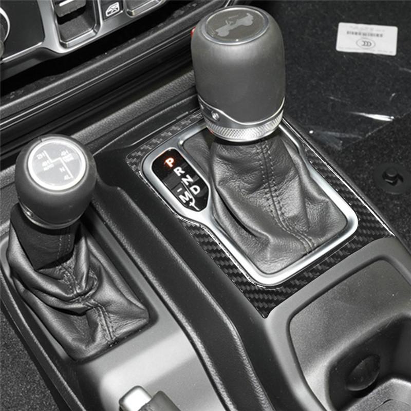 Carbon Fiber Car Gear Shift Panel Trim Cover Frame Decoration Stickers For Jeep Wrangler JL 2018-2025 Gladiator 2020-2025