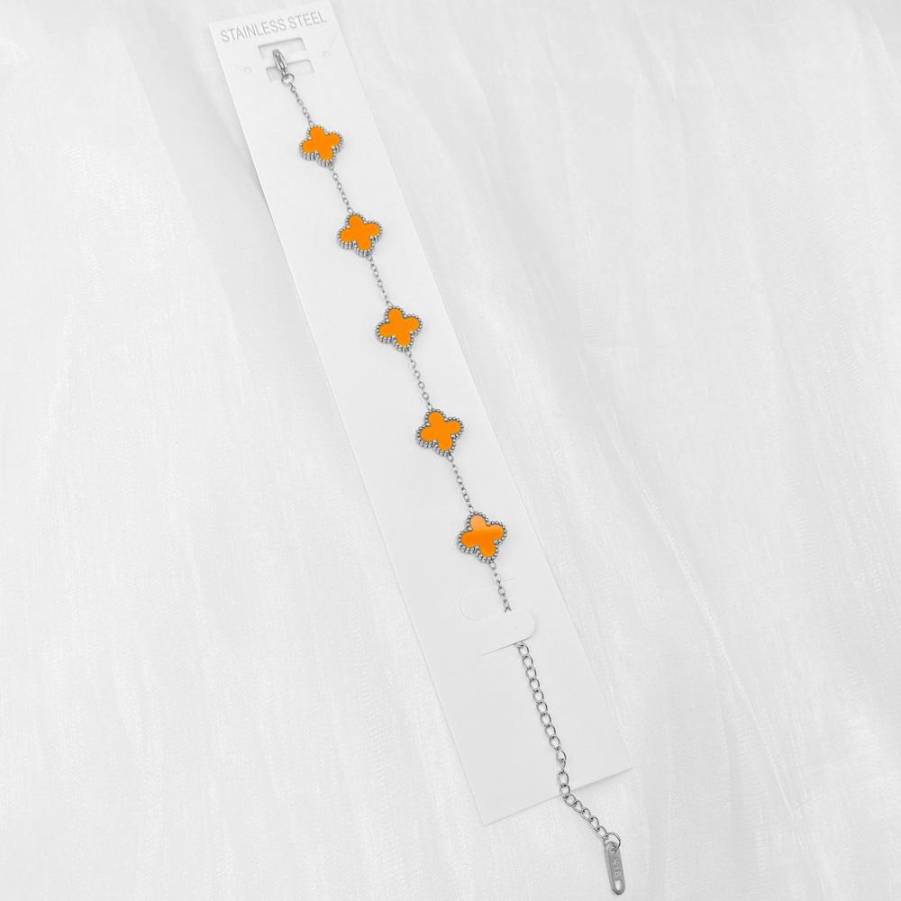 13mm Non-Fading Stainless Steel Four-Leaf Clover Bracelet for Women - Fresh Style