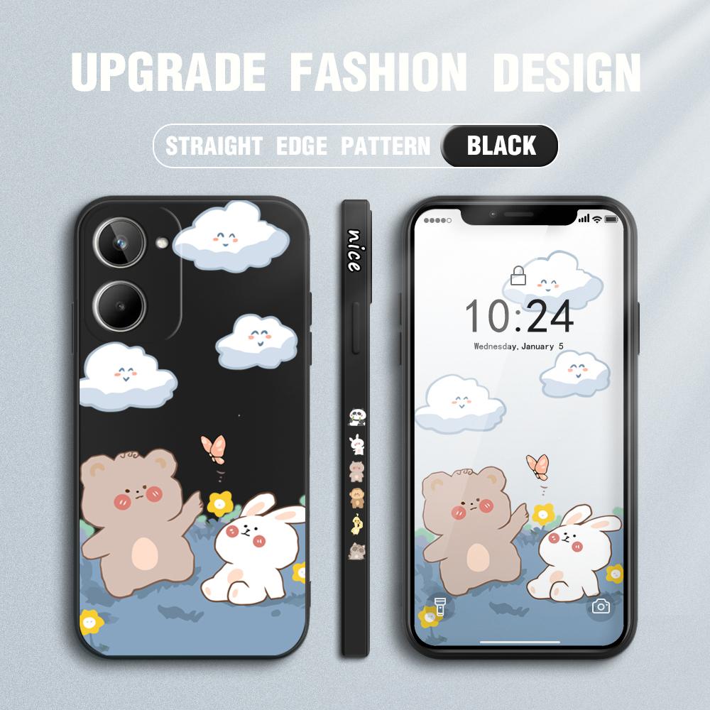 Lovely Cute Cartoon Phone Case for IPhone 14 13 12 11 Samsung Galaxy S23 S22 A52 A52S Soft Full Protection Square Liquid Silicone Cover