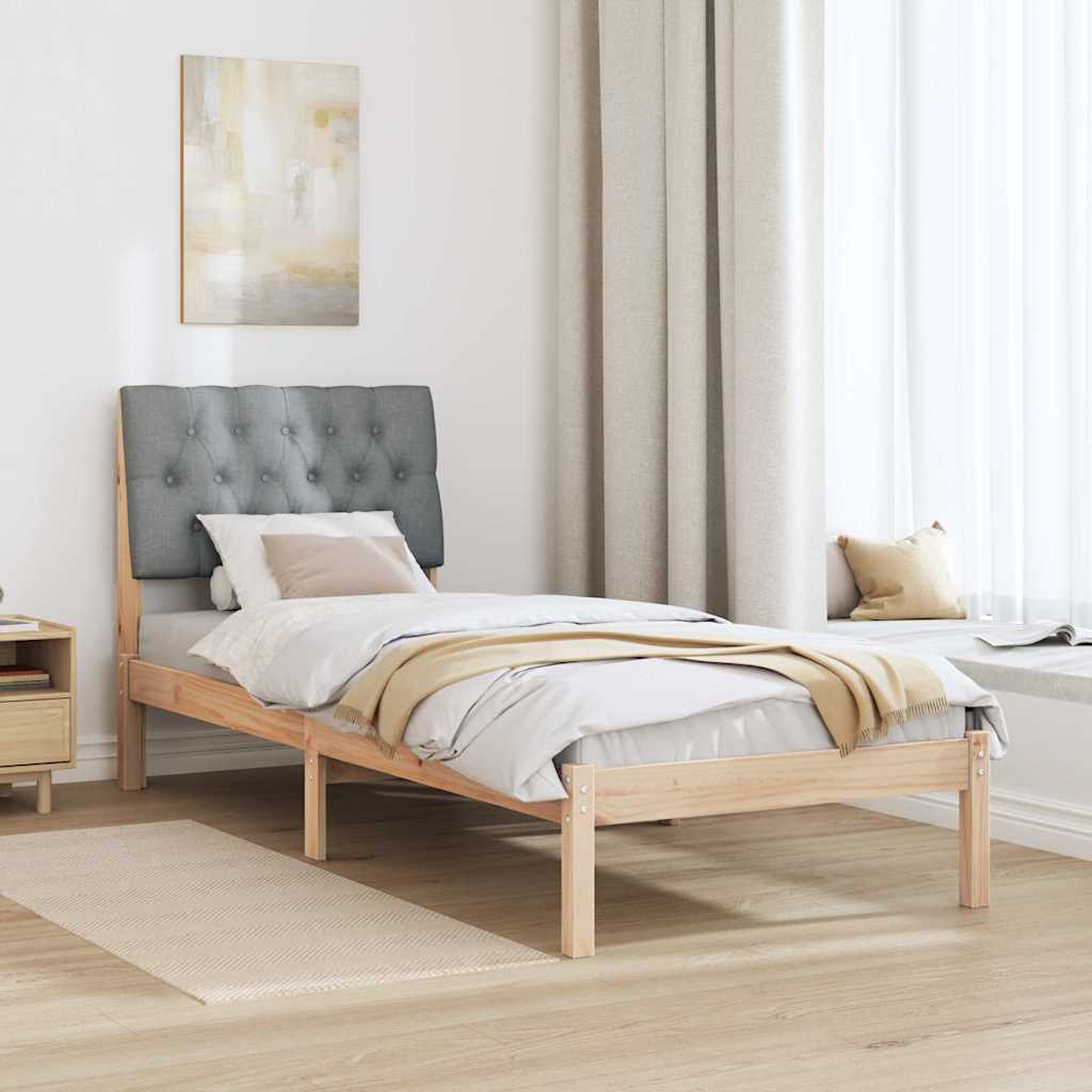 Bed Frame with Padded Headboard Brown 75 x 190 cm