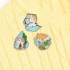 Cute Cat Star-Chasing Cactus Pillow Brooch