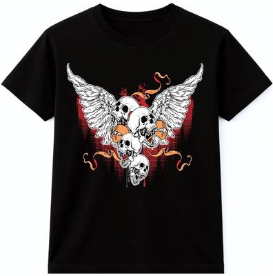 Geflügelter Totenkopf T-Shirt Gothic Tattoo Grafik T-Shirt Punk Rock Biker Shirt