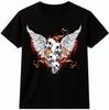 Winged Skull T Shirt Gothic Tattoo Graphic Tee Punk Rock Biker Shirt