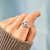 Trumium S925 Sterling Silver Tre Blommor Ringar För Kvinnor Vit Zirkon Inlagd Tunn Systerknyten Stapelbar Ring Trendiga Smycken