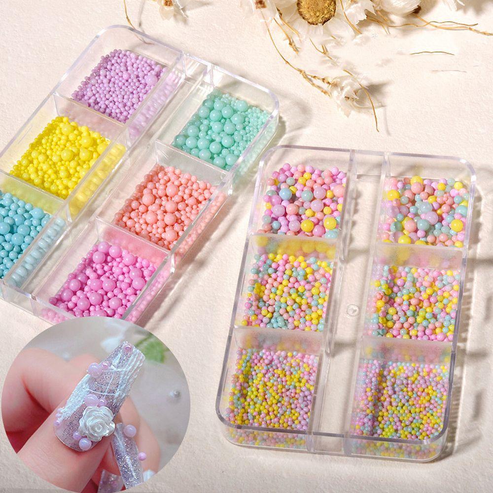 Making Crystal Beads Mini Metal Beads Nail Art Rhinestones Nail Charms Macaron Color Bubble Beads 3D Nail Art Decoration