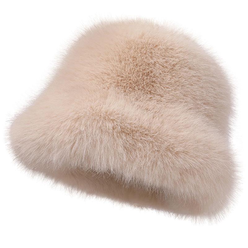Women's Fluffy Faux Fur Winter Bucket Hat with Ear Protection - European American Fashion