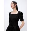 Women's French Square Neck A-Line Midi Dress