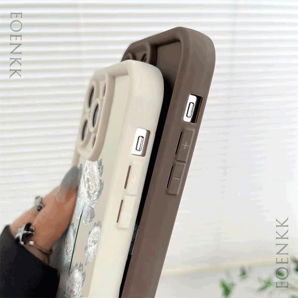 White Lotus Flower Silicone Case for iPhone 16 15 14 13 12 11 Pro Max XS XR X Anti-Scratch, Shockproof, Trendy Protective Cover