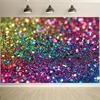 One colorful and glittering hexagonal party banner - Birthday, with a colorful confetti design on a polyester fabric background