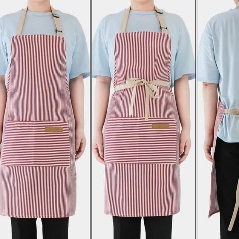 Multipurpose Striped Apron Adjustable Neck Strap and Waist Tie For Outdoor Work Restaurants And Home Cooking Baking Task