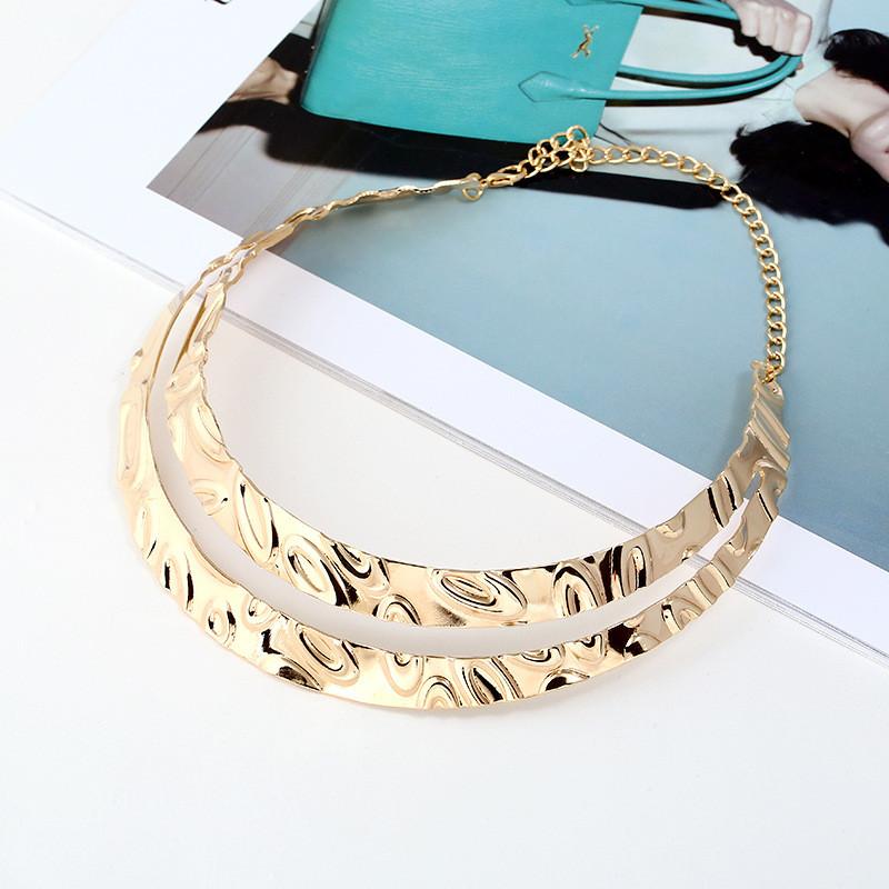 

Fashion Metal Collar Necklace With Geometric Pattern And Electroplating For Special Occasions Gold