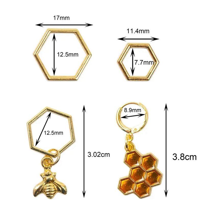 AEE4-Hexagon Bee Pendants Knitting Stitch Markers Gold Color Crochet Locking Needle Clip Knitting Tools Sewing Supplies